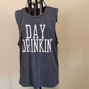 Gray Sleeveless 'Day Drinkin'' Tank Top